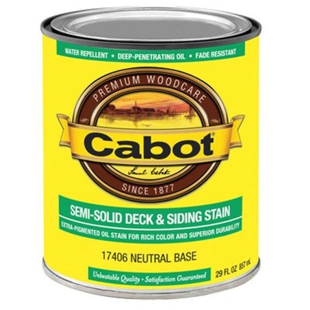 SAMUEL CABOT INC Cabot Samuel 17406-05 QT; Neutral Base; VOC; Semi-Solid Deck & Siding Stain 149588